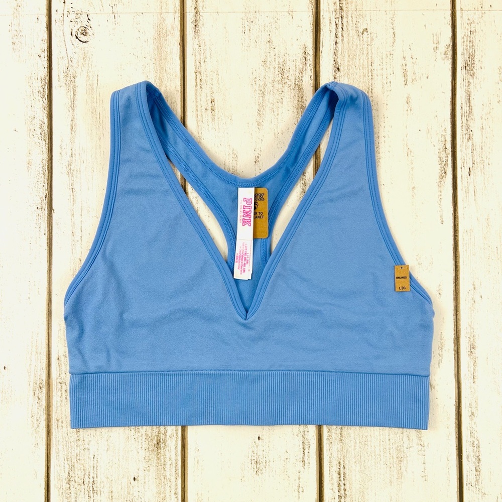 VS PINK Seamless Racerback Plunge Sports Bra Large - Picture 5 of 10